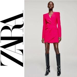ZARA Pink Tailored Wrap Blazer Mini Dress